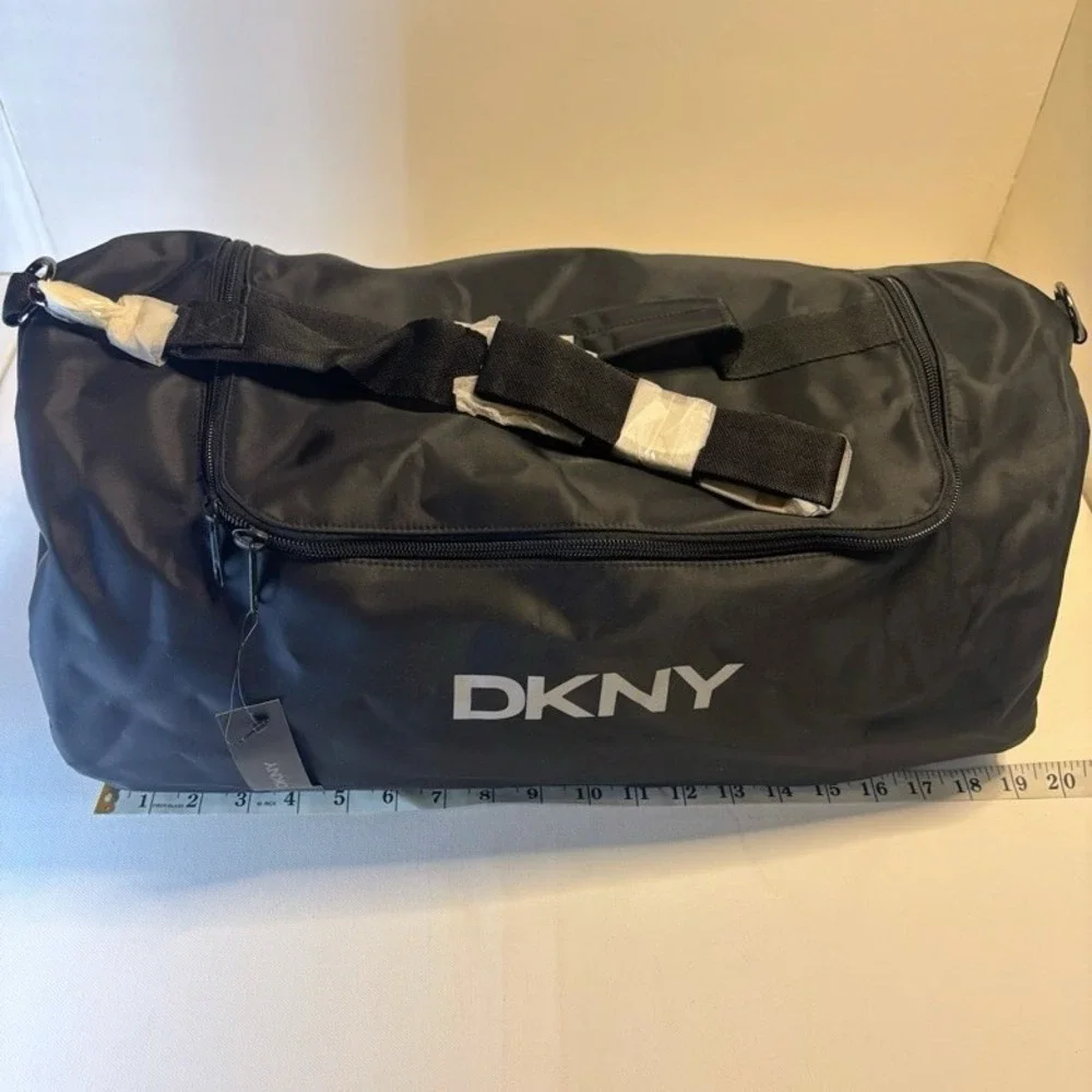 New DKNY Black Travel Set Duffle Gym + Toiletry Bag Sports Weekend Donna Karan